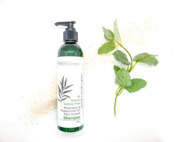 All Natural Sulfate-Free Rosemary & Peppermint Oil Hair Growth Shampoo Pump + Scrub + Grow